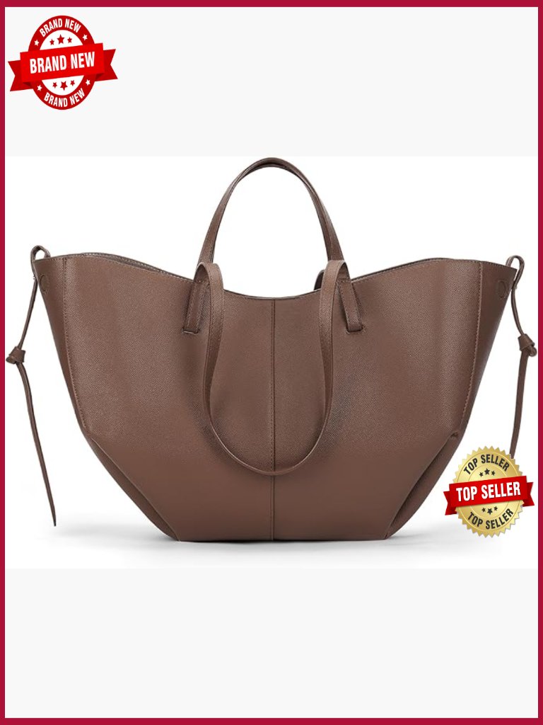 Faux Leather Work Tote Bag With Magnetic Closure And Pouch